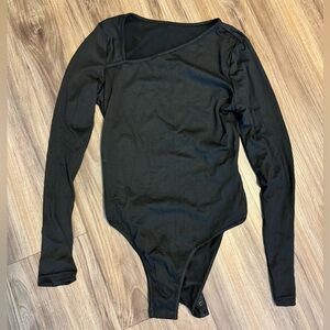 Asymmetrical black bodysuit